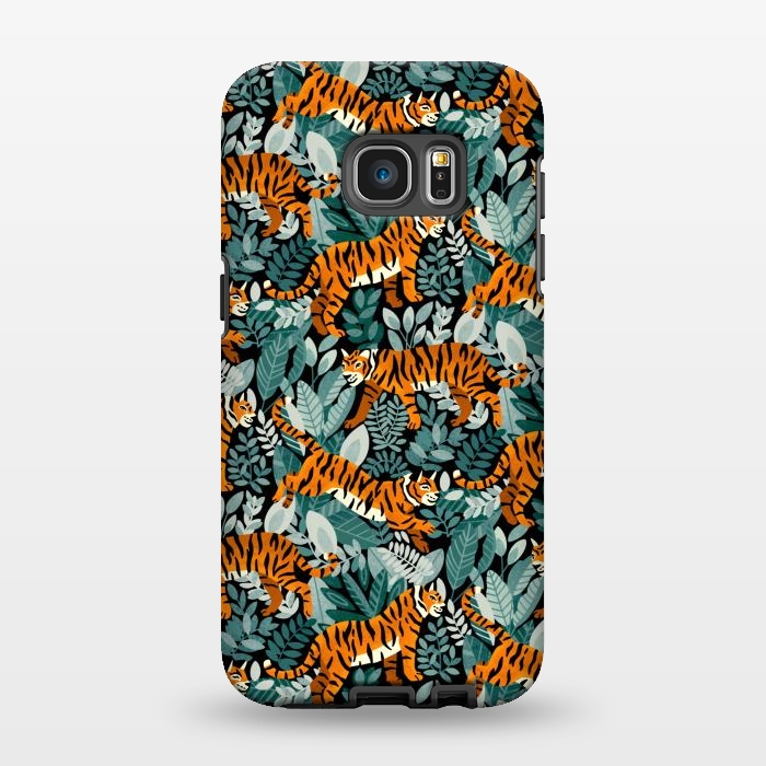 Galaxy S7 EDGE StrongFit Bangel Tiger Teal Jungle  by Tigatiga