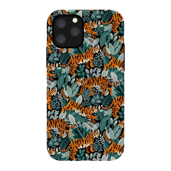 iPhone 11 Pro StrongFit Bangel Tiger Teal Jungle  by Tigatiga