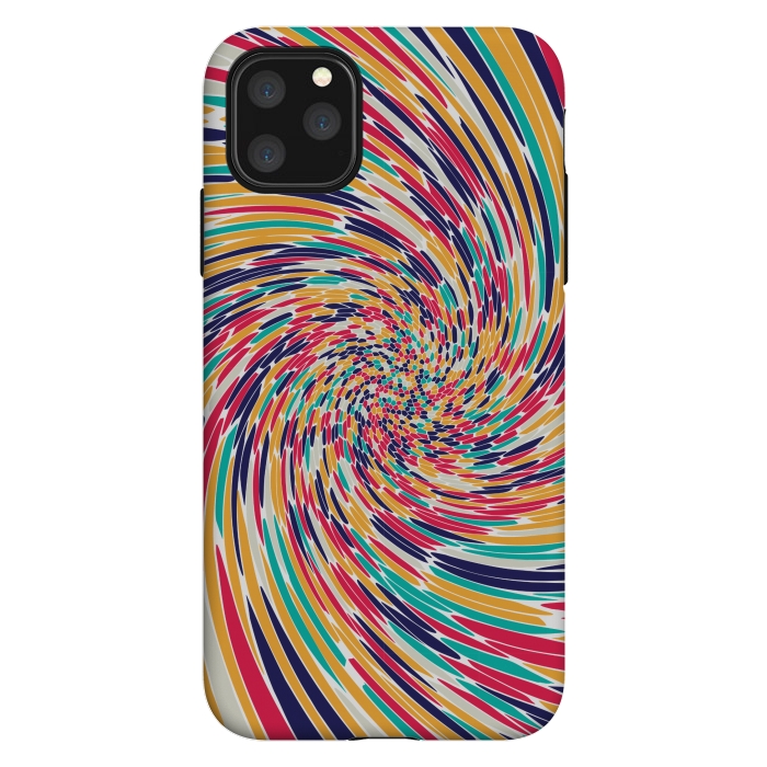 iPhone 11 Pro Max StrongFit multi colour spiral print 2 by MALLIKA