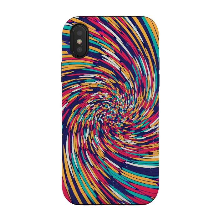 iPhone Xs / X StrongFit multi colour spiral print 2 by MALLIKA