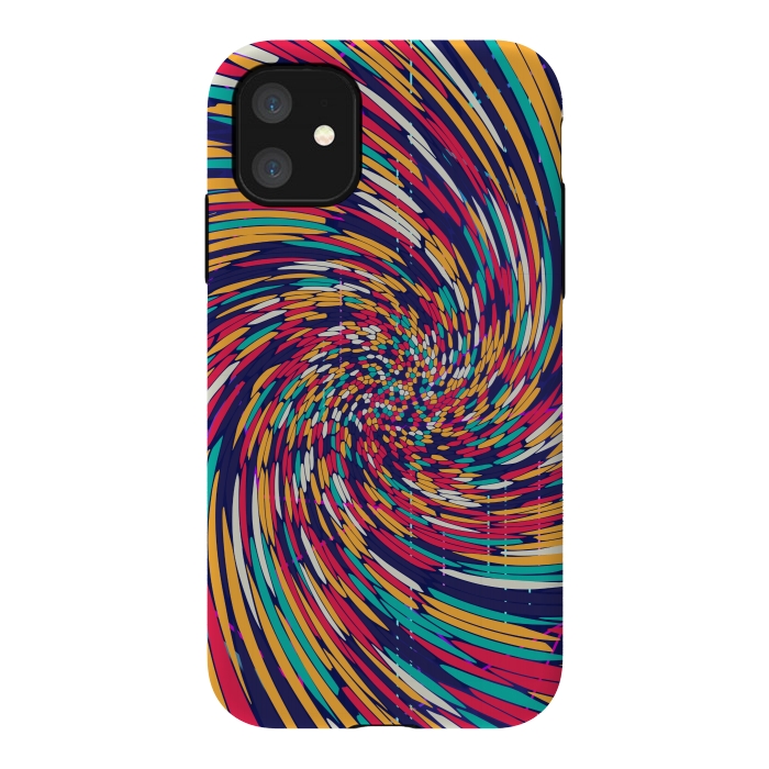 iPhone 11 StrongFit multi colour spiral print 2 by MALLIKA