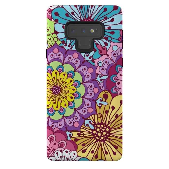 Galaxy Note 9 StrongFit Brightly Colored Flowers by ArtsCase