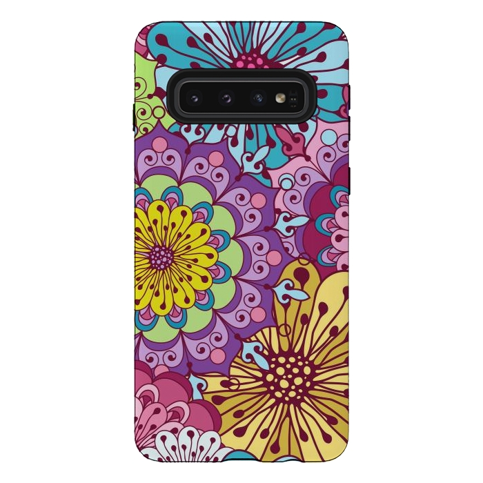 Galaxy S10 StrongFit Brightly Colored Flowers by ArtsCase