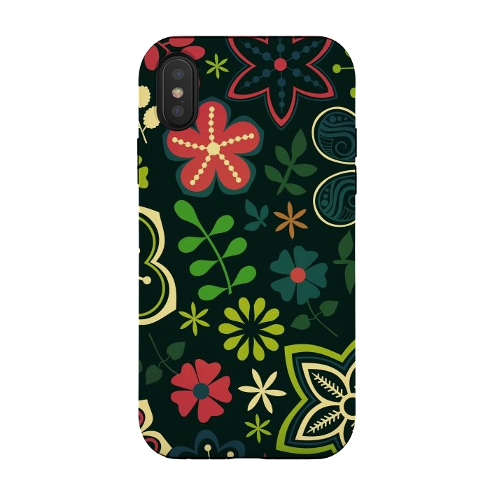 iPhone Xs / X StrongFit Seamless Flowers and Birds by ArtsCase