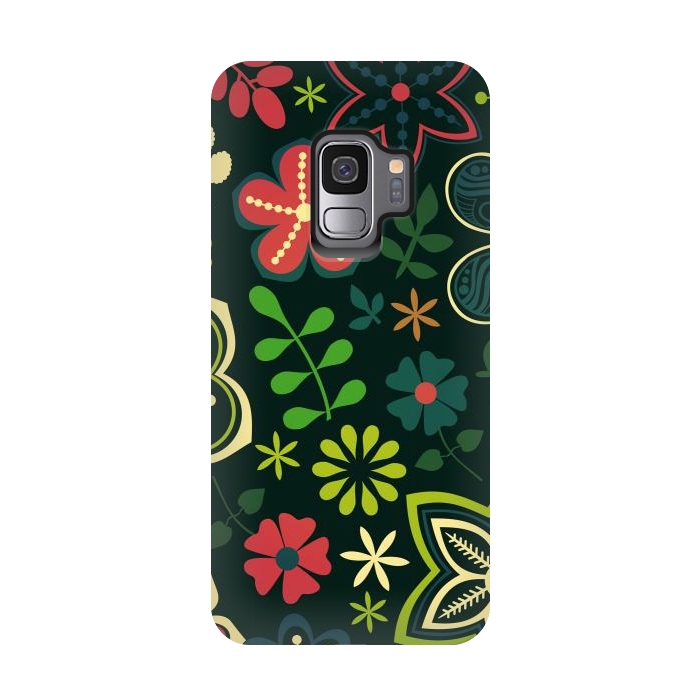 Galaxy S9 StrongFit Seamless Flowers and Birds by ArtsCase