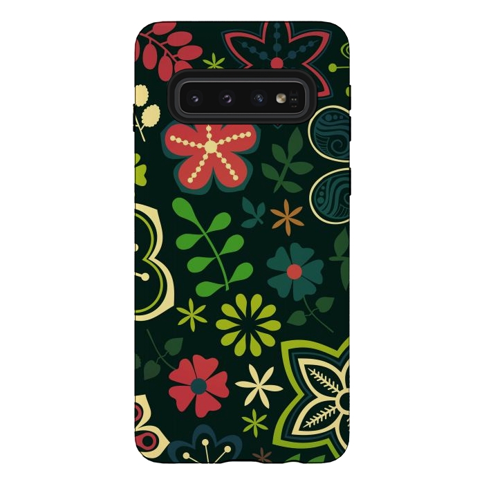 Galaxy S10 StrongFit Seamless Flowers and Birds by ArtsCase