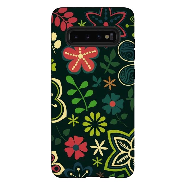 Galaxy S10 plus StrongFit Seamless Flowers and Birds by ArtsCase