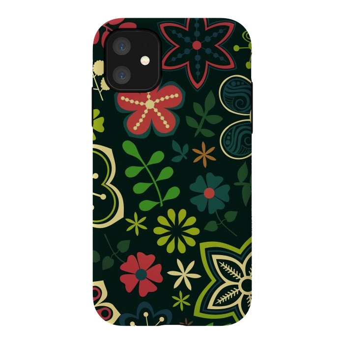 iPhone 11 StrongFit Seamless Flowers and Birds by ArtsCase