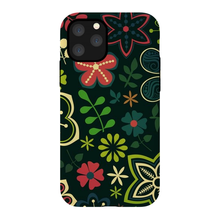iPhone 11 Pro StrongFit Seamless Flowers and Birds by ArtsCase