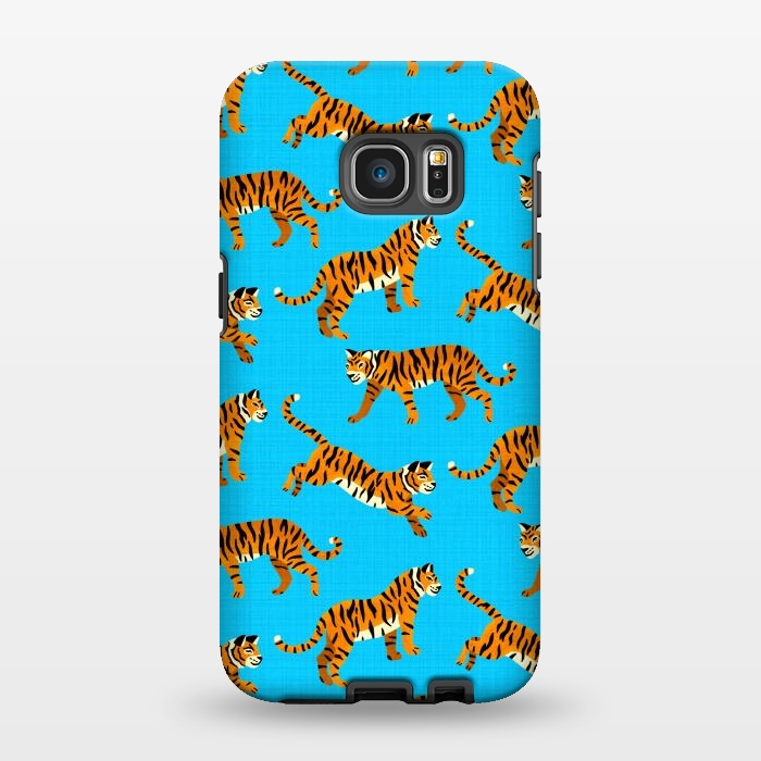 Galaxy S7 EDGE StrongFit Bangel Tigers - Electric Blue  by Tigatiga