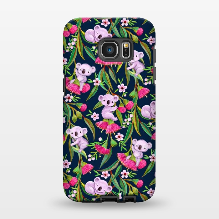 Galaxy S7 EDGE StrongFit Teeny Tiny Koalas with Tea Tree Blossoms and Eucalyptus Flowers by Micklyn Le Feuvre