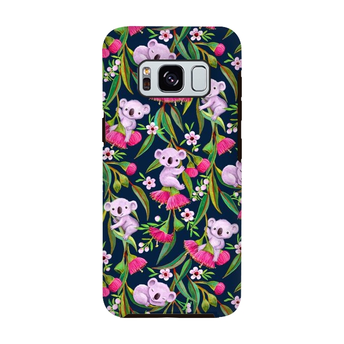 Galaxy S8 StrongFit Teeny Tiny Koalas with Tea Tree Blossoms and Eucalyptus Flowers by Micklyn Le Feuvre