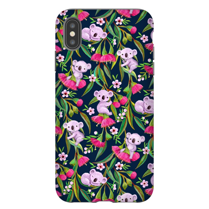 iPhone Xs Max StrongFit Teeny Tiny Koalas with Tea Tree Blossoms and Eucalyptus Flowers by Micklyn Le Feuvre