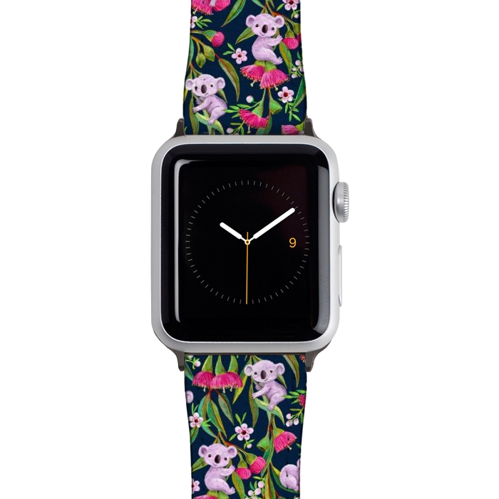 Watch 38mm / 40mm Strap PU leather Teeny Tiny Koalas with Tea Tree Blossoms and Eucalyptus Flowers by Micklyn Le Feuvre
