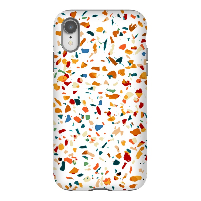 iPhone Xr StrongFit Tan Terrazzo | Eclectic Quirky Confetti Painting | Celebration Colorful Boho Happy Party Graphic  by Uma Prabhakar Gokhale