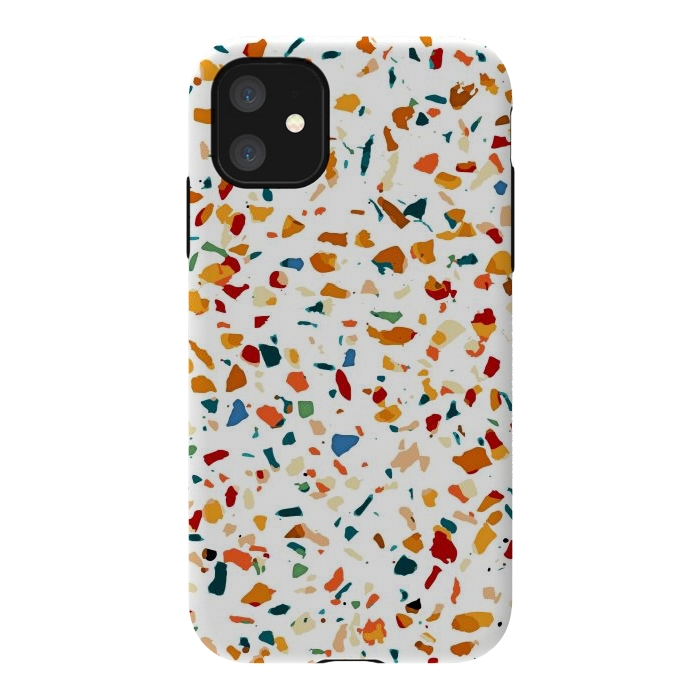 iPhone 11 StrongFit Tan Terrazzo | Eclectic Quirky Confetti Painting | Celebration Colorful Boho Happy Party Graphic  by Uma Prabhakar Gokhale
