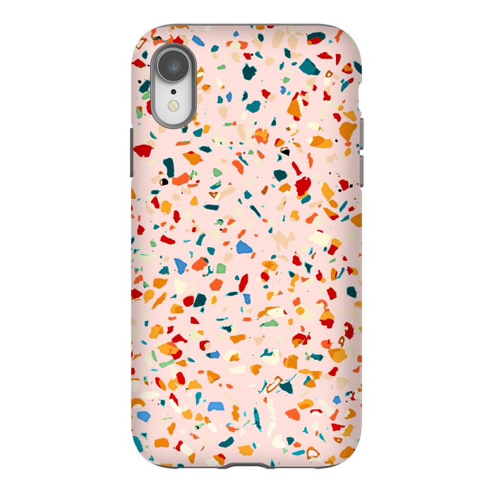 iPhone Xr StrongFit Blush Terrazzo | Pink Eclectic Speckles | Abstract Confetti Painting | Chic Bohemian Illustration by Uma Prabhakar Gokhale