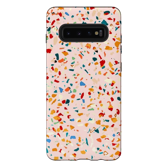 Galaxy S10 plus StrongFit Blush Terrazzo | Pink Eclectic Speckles | Abstract Confetti Painting | Chic Bohemian Illustration by Uma Prabhakar Gokhale