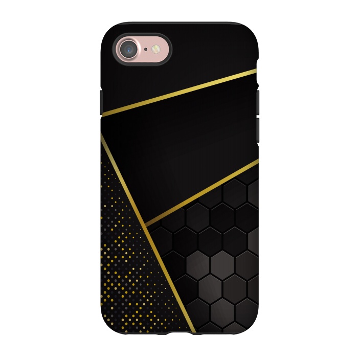 iPhone 7 StrongFit black gold geometrical art by haroulita