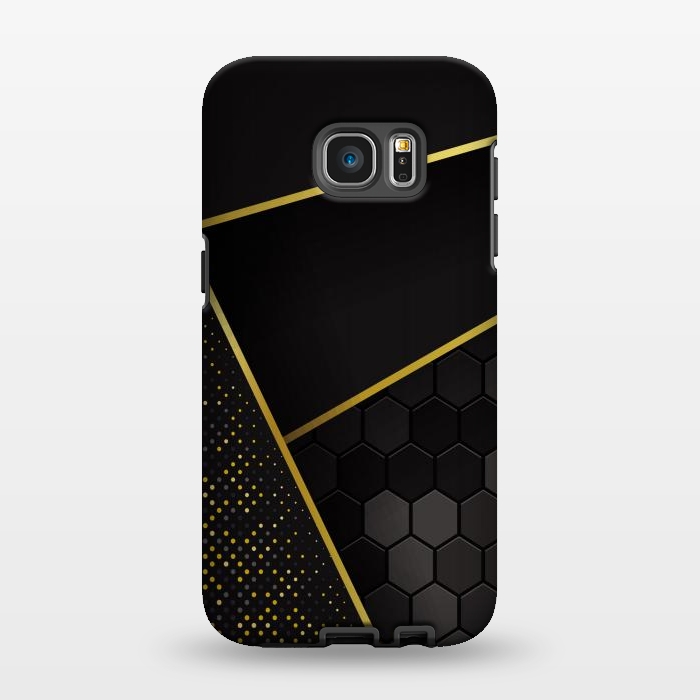 Galaxy S7 EDGE StrongFit black gold geometrical art by haroulita