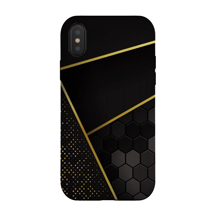 iPhone Xs / X StrongFit black gold geometrical art by haroulita