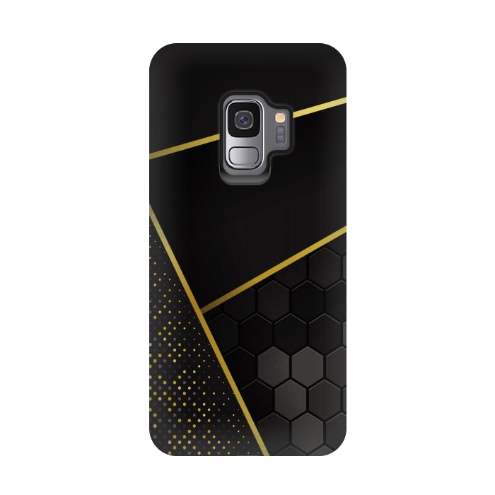 Galaxy S9 StrongFit black gold geometrical art by haroulita