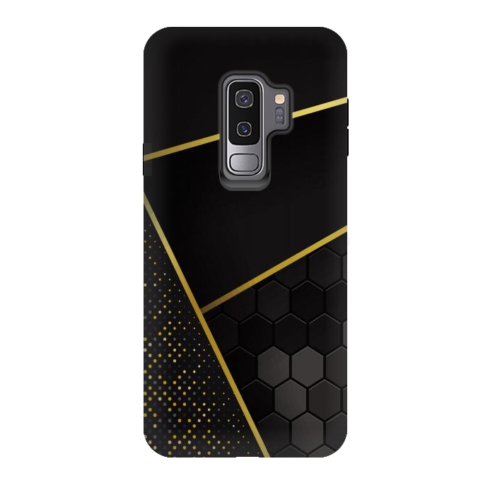 Galaxy S9 plus StrongFit black gold geometrical art by haroulita