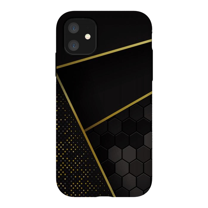 iPhone 11 StrongFit black gold geometrical art by haroulita