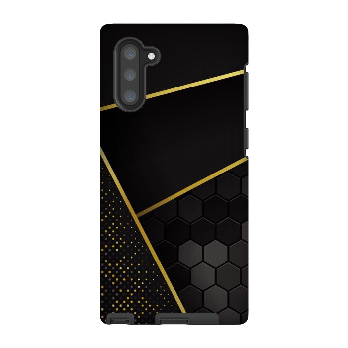 Galaxy Note 10 StrongFit black gold geometrical art by haroulita