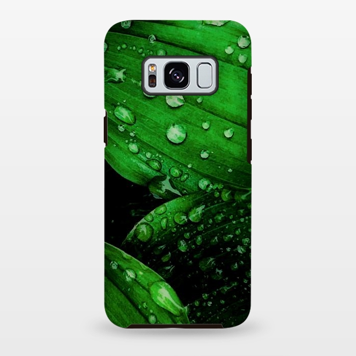 Galaxy S8 plus StrongFit green leaf with raindrops by haroulita