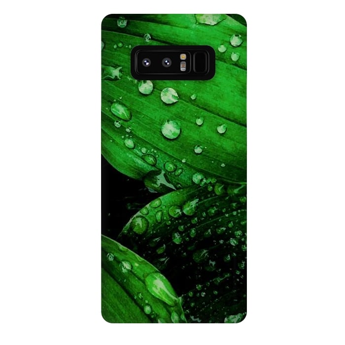 Galaxy Note 8 StrongFit green leaf with raindrops by haroulita