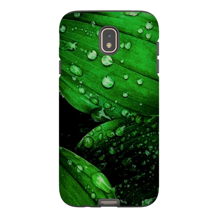 Galaxy J7 StrongFit green leaf with raindrops by haroulita