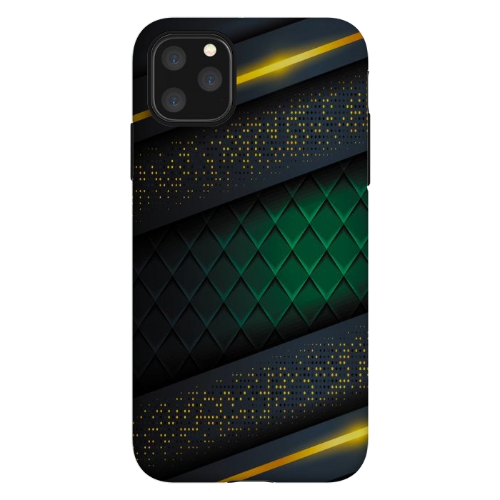 iPhone 11 Pro Max StrongFit black green geometrical by haroulita