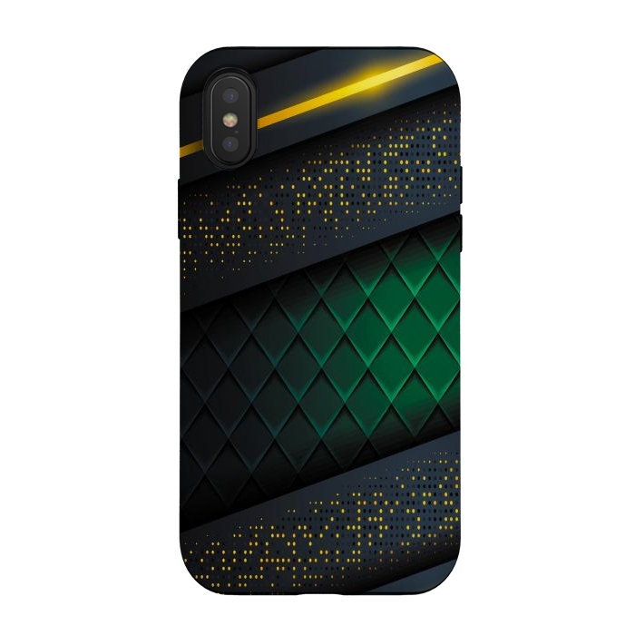 iPhone Xs / X StrongFit black green geometrical by haroulita