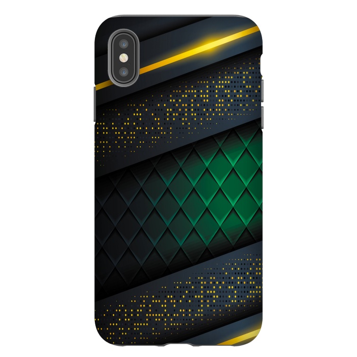 iPhone Xs Max StrongFit black green geometrical by haroulita