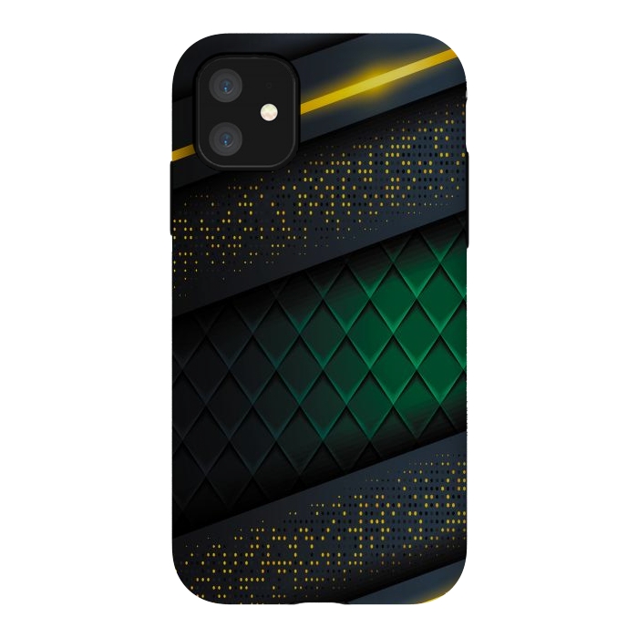 iPhone 11 StrongFit black green geometrical by haroulita