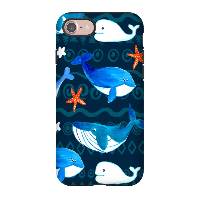 iPhone 7 StrongFit watercolor whales by haroulita