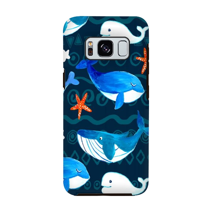 Galaxy S8 StrongFit watercolor whales by haroulita
