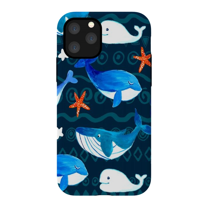 iPhone 11 Pro StrongFit watercolor whales by haroulita