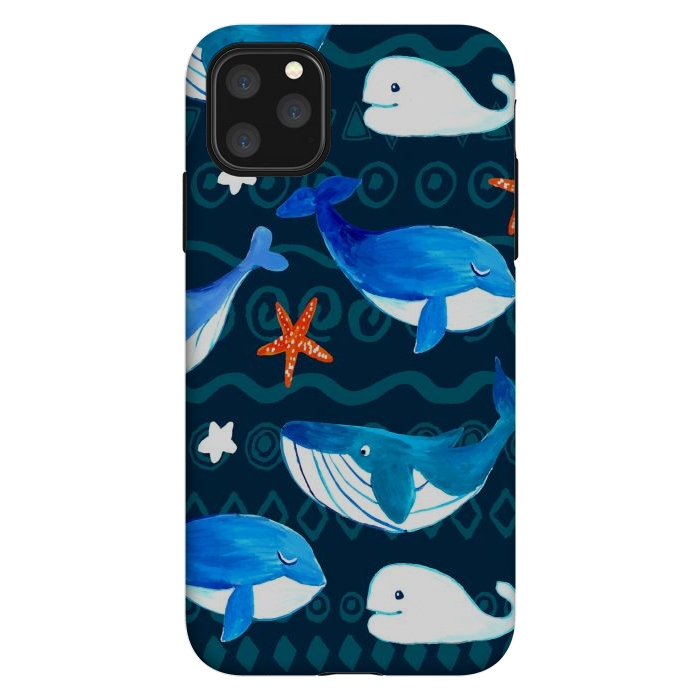 iPhone 11 Pro Max StrongFit watercolor whales by haroulita