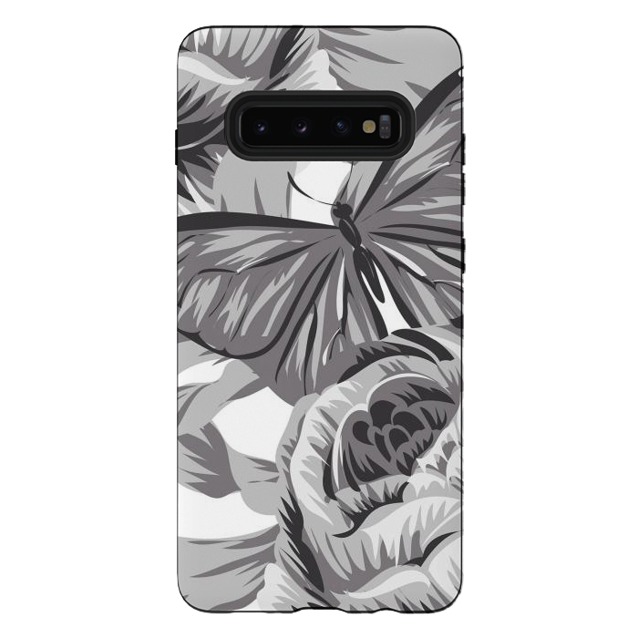 Galaxy S10 plus StrongFit minimal floral butterfly by haroulita