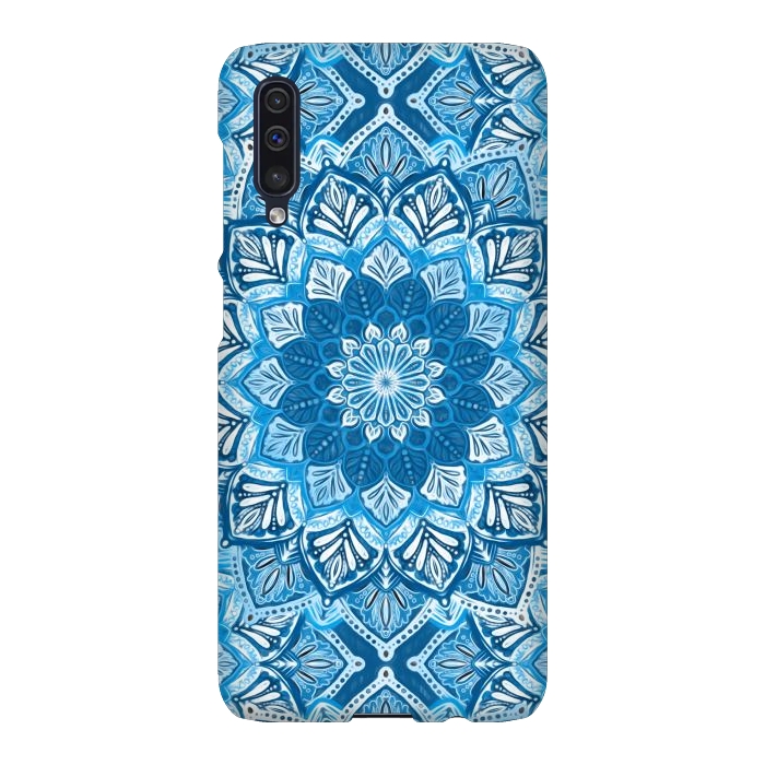 Galaxy A50 SlimFit Boho Mandala in Monochrome Blue and White por Micklyn Le Feuvre