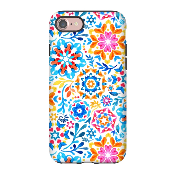 iPhone 7 StrongFit Watercolor Kaleidoscope Floral - brights by Micklyn Le Feuvre
