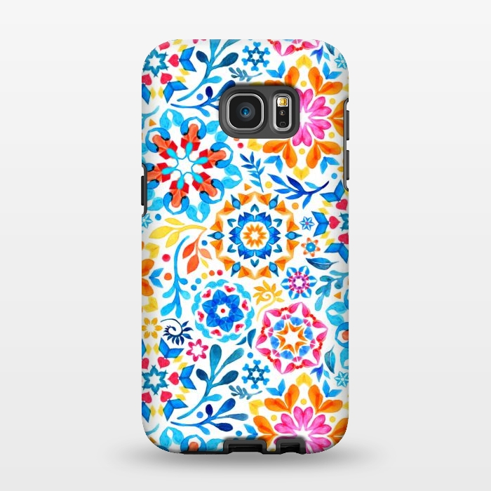 Galaxy S7 EDGE StrongFit Watercolor Kaleidoscope Floral - brights by Micklyn Le Feuvre