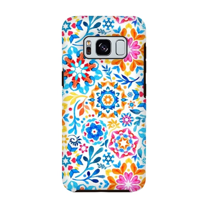 Galaxy S8 StrongFit Watercolor Kaleidoscope Floral - brights by Micklyn Le Feuvre
