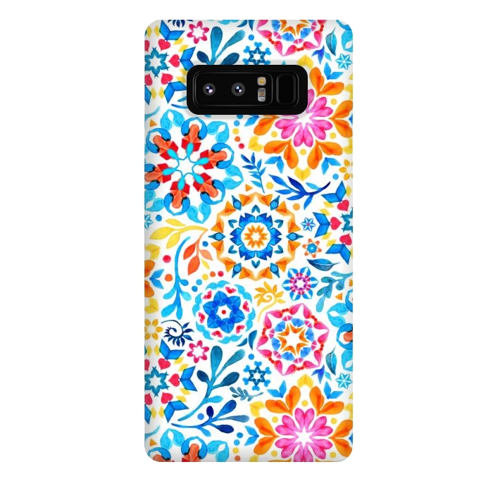 Galaxy Note 8 StrongFit Watercolor Kaleidoscope Floral - brights by Micklyn Le Feuvre