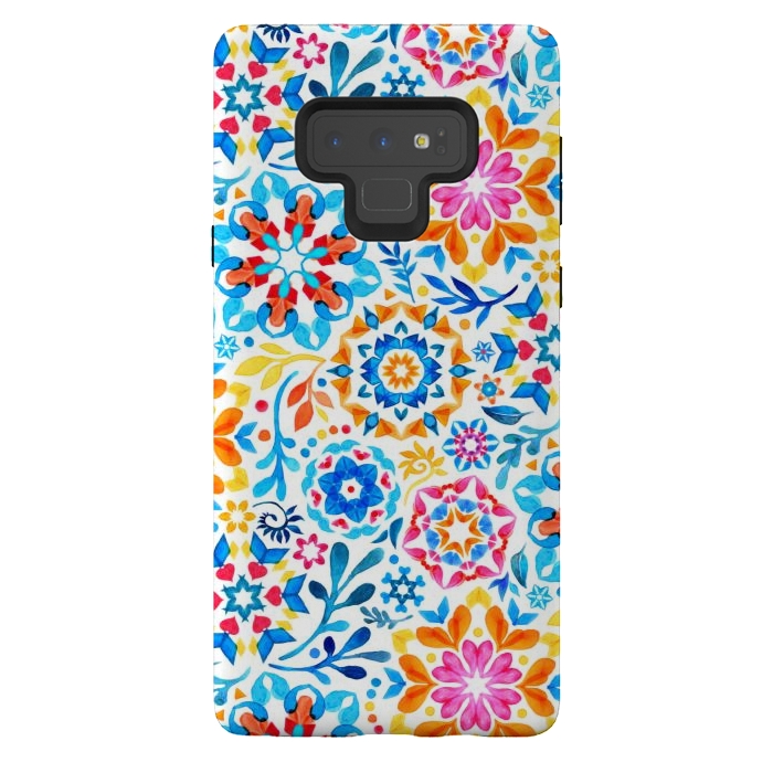 Galaxy Note 9 StrongFit Watercolor Kaleidoscope Floral - brights by Micklyn Le Feuvre