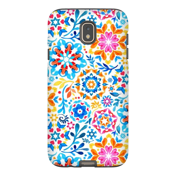 Galaxy J7 StrongFit Watercolor Kaleidoscope Floral - brights by Micklyn Le Feuvre