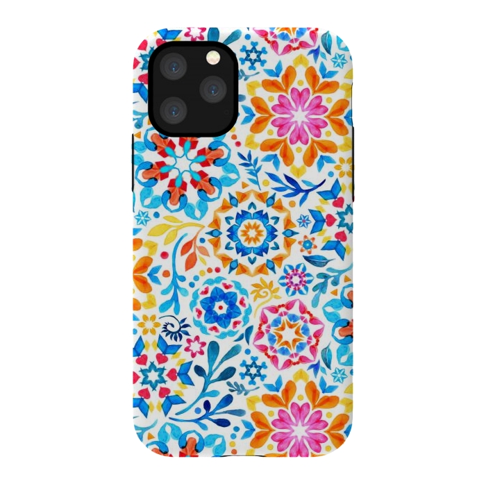 iPhone 11 Pro StrongFit Watercolor Kaleidoscope Floral - brights by Micklyn Le Feuvre
