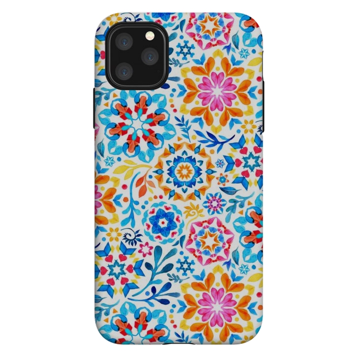 iPhone 11 Pro Max StrongFit Watercolor Kaleidoscope Floral - brights by Micklyn Le Feuvre